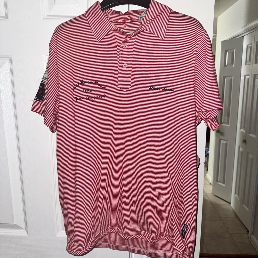Vintage Phat Farm Polo Shirt Mens M New With Tags Y2K Striped Embroidered Red